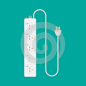 Extension Lead on iSolated Green Background, Flat Vector