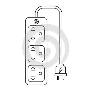 extension socket outline illustration on white background doodle