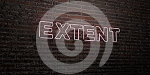 EXTENT -Realistic Neon Sign on Brick Wall background - 3D rendered royalty free stock image