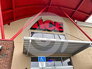 The exterior of an Ace Hardware Store in Lake Nona area of Orlando, Florida