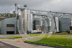 Exterior of Agricultural Silo building with storage tanks.