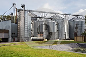 Exterior of Agricultural Silo building with storage tanks.