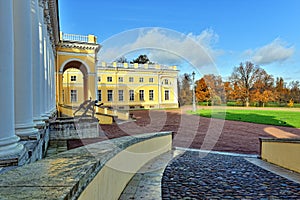 The exterior of Alexander palace in Pushkin, Russia.