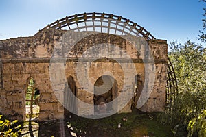 Exterior of ancient mill made of stone in Cordoba, Spain