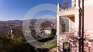 Exterior of ancient villa by drone