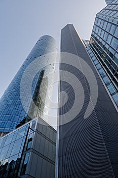 Exterior architectural detail modern facade of High-rise office buildings.