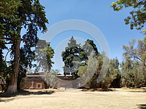 exterior architecture of a catholic church in Tzintzuntzan, Michoacan