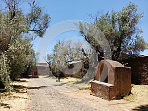 exterior architecture of a catholic church in Tzintzuntzan, Michoacan