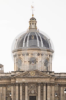 Exterior architecture of Institute de France in Paris. the most famous of which is the Academy francaise