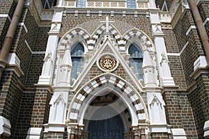 Exterior architecture of Mount Mary Church in Bandra, Bombay In