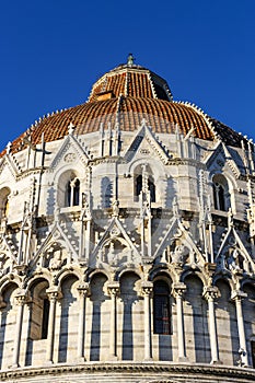 Exterior of the baptistery of St. John in Pisa, Tuscany, Italy