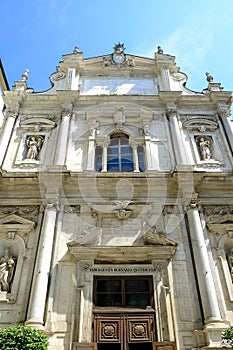 Exterior of the Basilica of Corpus Domini, a Catholic church in Turin, Italy