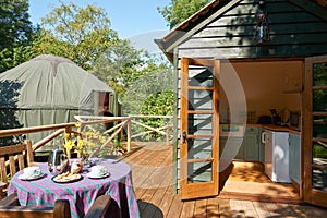 Exterior Of Beautiful Holiday Yurt photo