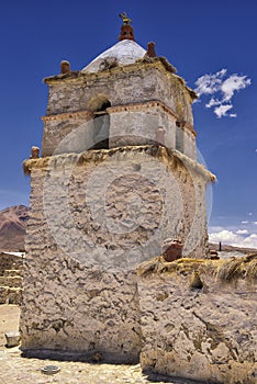 Exterior of the beautiful Parinacota village church, Putre, Chile.