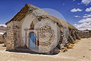 Exterior of the beautiful Parinacota village church, Putre, Chile.