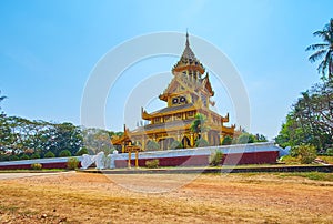 Exterior of Bee Throne Hall, Kanbawzathadi palace, Bago, Myanmar