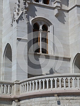 Exterior building facade detail of the Hungarian Parliament