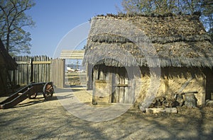 Exterior of building in historic Jamestown, Virginia, site of the first English Colony photo