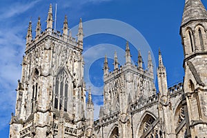 Exterior building of York Minster, the historic cathedral built in English gothic style located in City of York, England, UK