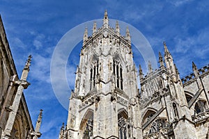 Exterior building of York Minster, the historic cathedral built in English gothic style located in City of York, England, UK