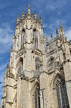 Exterior building of York Minster, the historic cathedral built in English gothic style located in City of York, England, UK