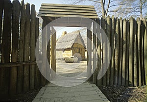 Exterior of buildings in historic Jamestown, Virginia, site of the first English Colony photo