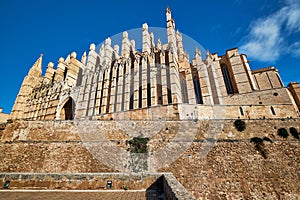 Exterior of Cathedral La Seu in the Palma de Mallorca, Spain