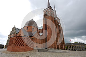 Exterior of the cathedral of Roskilde in Denmark