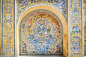 Exterior ceramic tilework art at the Golestan palace.