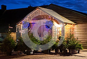 Exterior of a Christmas Tree farm shop