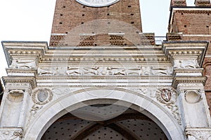 Exterior of the city hall in italian: Palazzo Comunale or Palazzo Pubblico in Siena, Tuscany, Italy