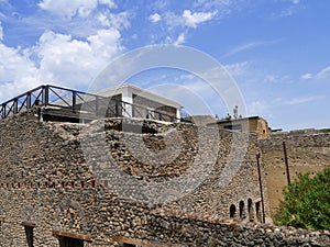 Exterior of the city walls of ancient Pompeii Italy