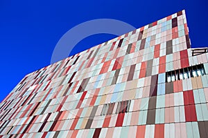 Exterior colorful of a modern office building in Milan, Italy