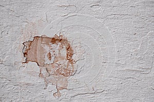 Exterior Concrete white wall texture with Peeling and Crack Brown Paint,Broken rough cement surface, Grey building wall with