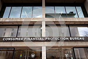 Exterior of Consumer Financial Protection Bureau, Washington DC