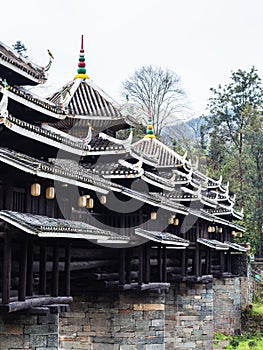 exterior of covered Chengyang Wind and Rain Bridge