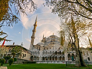 Exterior day shot of Sultan Ahmed Mosque, Blue Mosque, Istanbul, Turkey