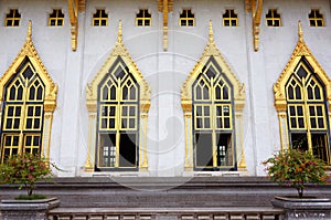 Exterior design architecture of Windows in Thai temple