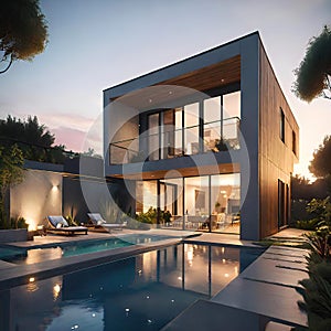 exterior design, beautiful 2-storey house, modern architectural style, high-quality exterior design,
