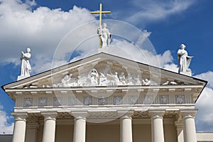 Exterior detail of the Cathedral in Vilnius, Lithuania.