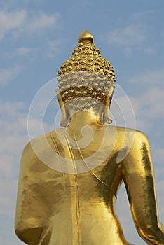 Exterior detail of the Golden Buddha statue in Ban Sop Ruak, Chiang Mai, Thailand.