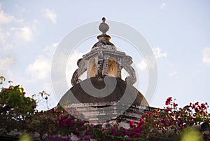 Exterior detail of house in La Antigua Guatemala, wall and cupula colonial style in Guatemala, Central America. photo