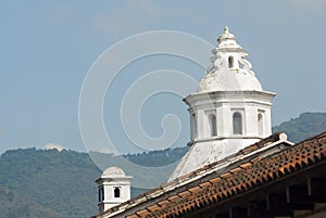 Exterior detail of house in La Antigua Guatemala, wall and cupula colonial style in Guatemala, Central America. photo