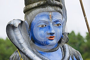 Exterior detail of the Shiva statue at Ganga Talao (Grand Bassin) Hindu temple, Mauritius.