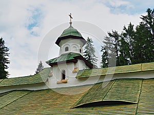 Exerior Detail With Small Spire, 1695 Sinaia Eastern Orthodox Monastery, Romania.