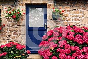 Exterior Detail of a Stone Cottage.