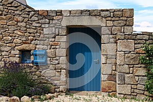 Exterior Detail of a Stone Cottage.