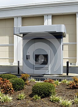 Exterior Drive-up ATM Machine Beside A Bank