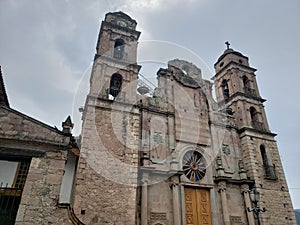 exterior facade of a catholic church in Valle de Bravo, Mexico