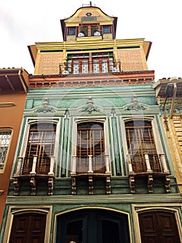 Exterior Facade of Old Building in Cuenca Ecuador